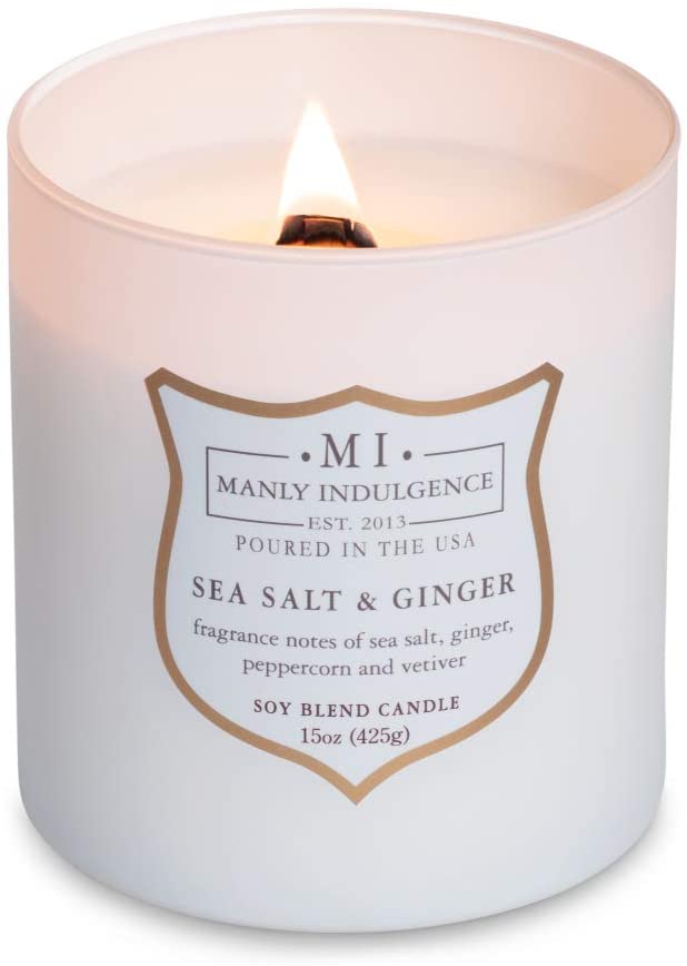Manly Indulgence Sea Salt & Ginger Scented Jar Candle, 15 Oz, White