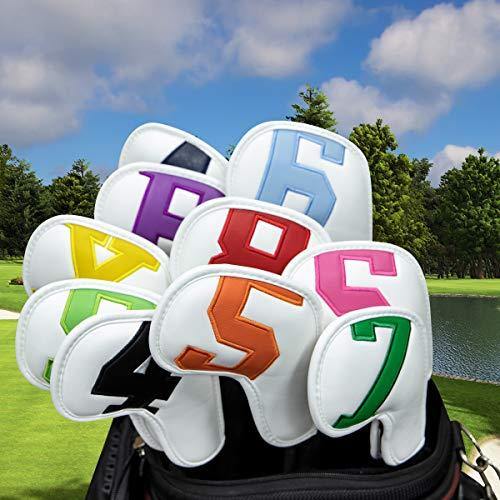 Golf Iron Covers 10pcs,Golf Iron Head Covers Leather Golf Iron Covers Set Colorful Golf Iron Headcovers - JOY2ESpree