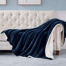 
                        
                          Load image into Gallery viewer, Bedsure Sherpa Fleece Blanket Throw Size Navy Lightweight Super Soft Cozy Luxury Bed Blanket Microfiber
                        
                      