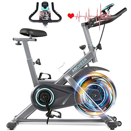ANCHEER Exercise Bike Stationary, 49 Lbs Weight Capacity- Indoor Cycling Bike with Tablet Holder and LCD Monitor for Home Workout - JOY2ESpree