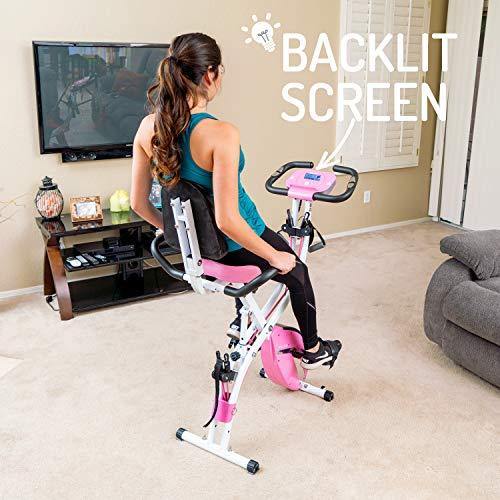 PLENY 3-in-1 Total Body Workout Exercise Bike w/Backlit Screen, High Backrest, Adjustable Resistance Bands for Arm & Leg, and 300 lbs Weight Support - JOY2ESpree