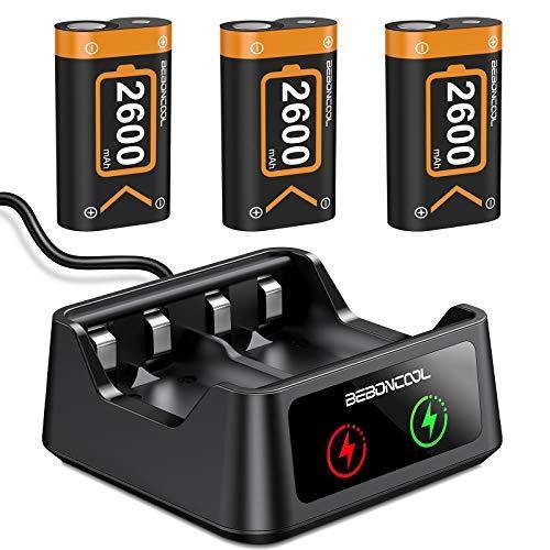 BEBONCOOL Charger Kit for Xbox One Controller Battery Pack, 3x2600mAh Rechargeable Battery Packs Charging Station Kit - JOY2ESpree