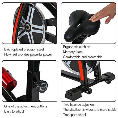 HCB Exercise Bike Indoor Cycling Bike Stationary Bike with Adjustable Seat and Resistance, Comfortable Seat Cushion Cycle Bike for Home Cardio Workout - JOY2ESpree