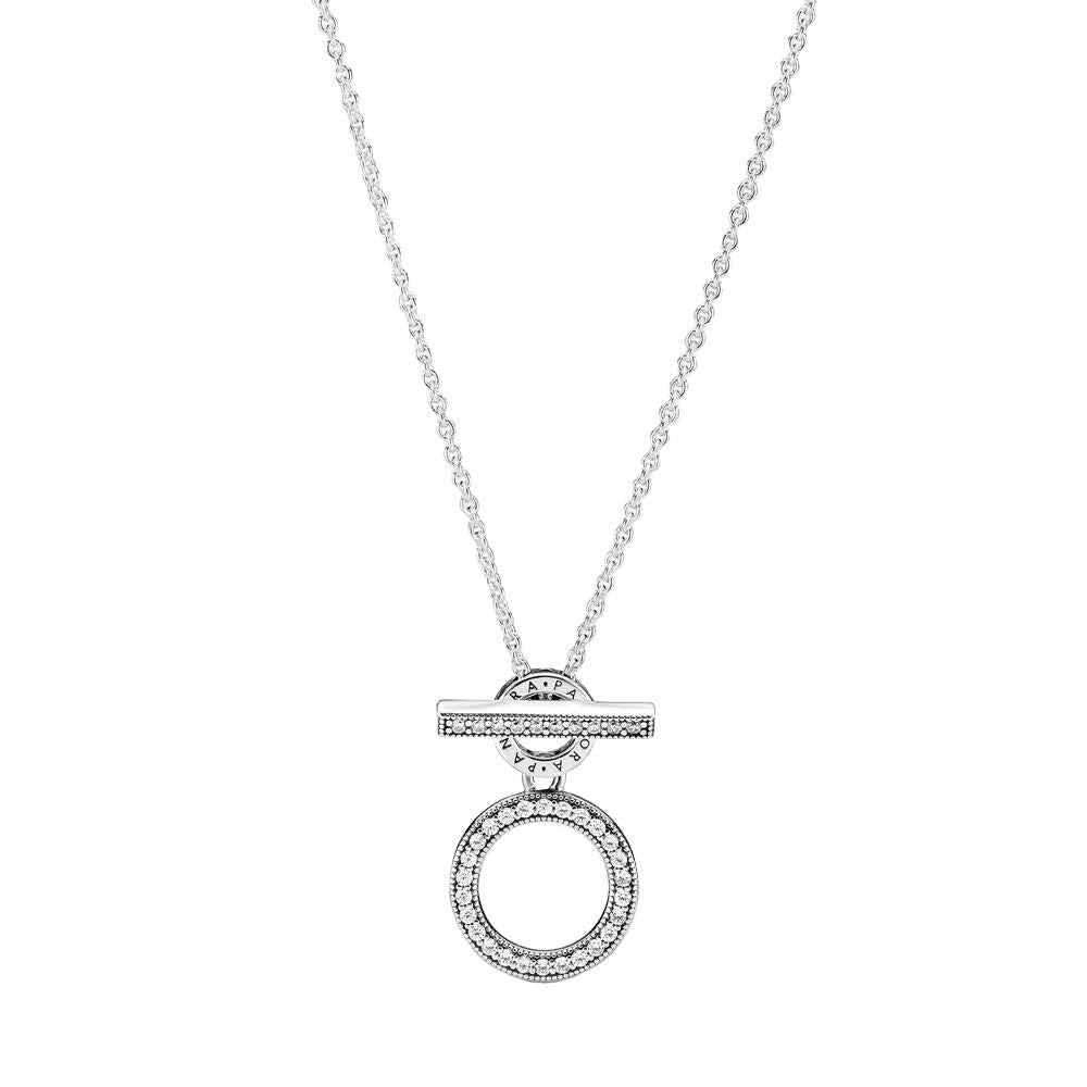 PANDORA Double Hoop T-bar, Clear CZ - JOY2ESpree