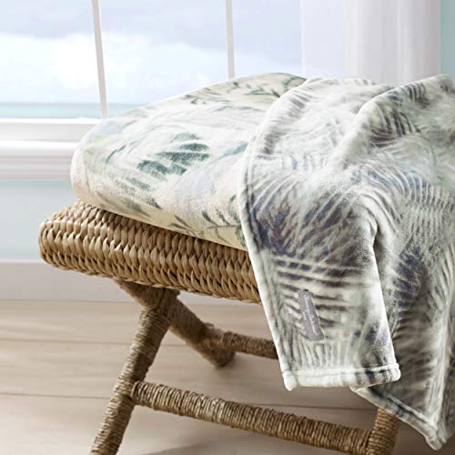 Tommy Bahama Wallpaper Leaves Ultra Soft Plush Throw, 50x70, Green