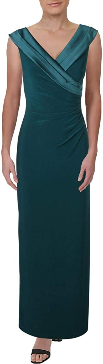 LAUREN RALPH LAUREN Womens Leonetta Off-The-Shoulder Satin Trim Evening Dress