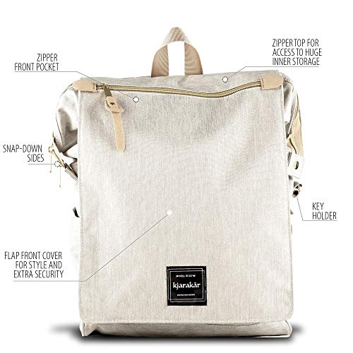 KJARAKÄR Backpack | Classic & Premium Styles | Metal Zippers | Leather Accessories | Gym, Work, School, Diaper Bag