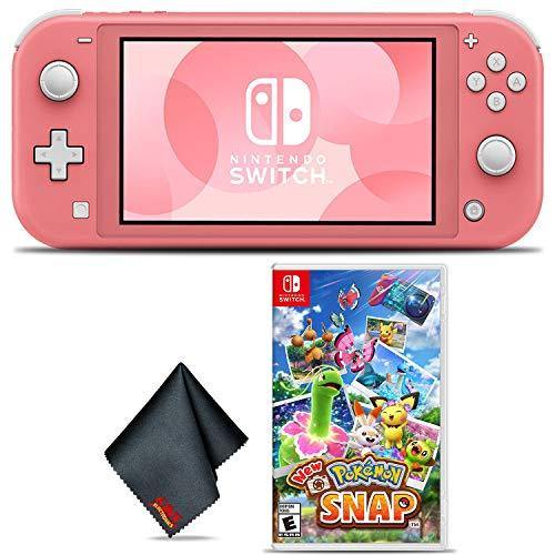 Nintendo Switch Lite (Coral) Gaming Console Bundle with Pokemon Snap Game and Cleaning Cloth - JOY2ESpree