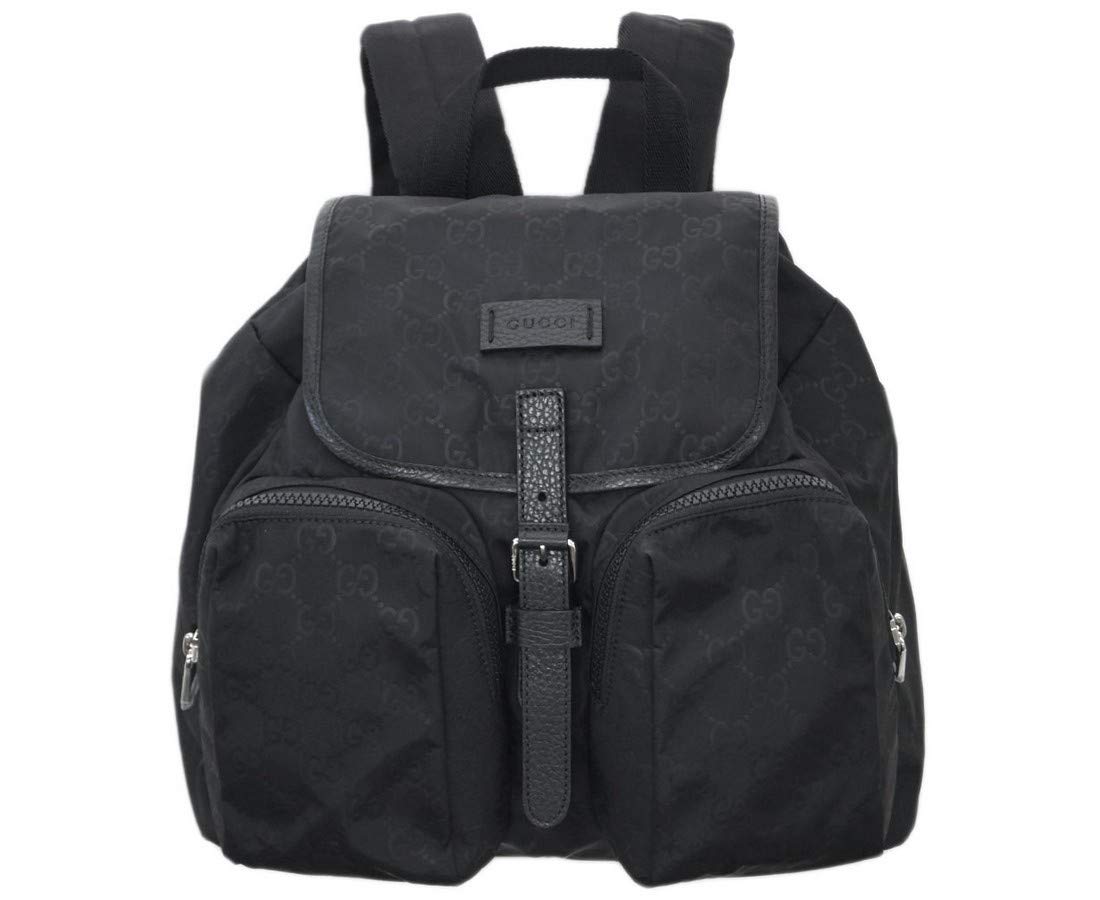 Gucci Unisex Two Front Pockets Black GG Nylon Medium Backpack 510343 1000