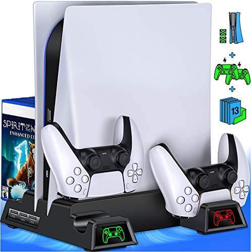 BEBONCOOL PS5 Stand PS5 Cooling Station for Playstation 5 Console, PS5 Stand Cooling Fan with Controller Charger & 13 Game Storage - JOY2ESpree