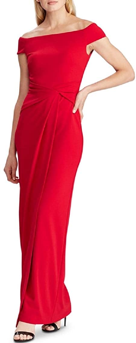 Ralph Lauren Lauren Women's Cap Sleeve Crepe Gown Evening Dress