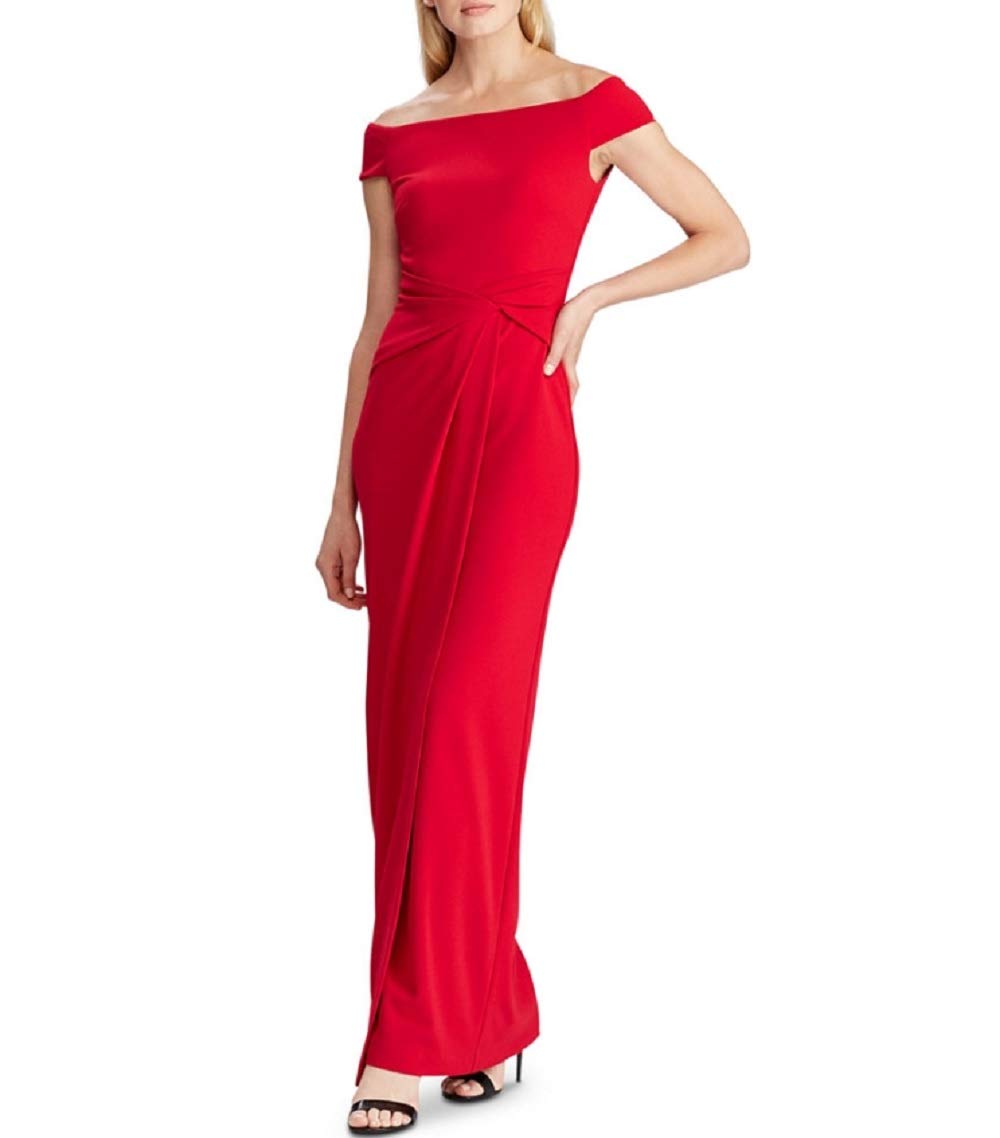 Ralph Lauren Lauren Women's Cap Sleeve Crepe Gown Evening Dress