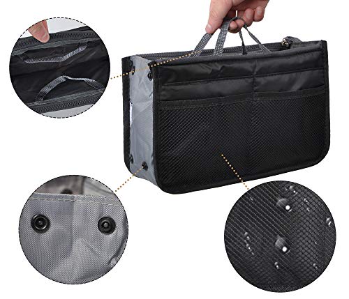 Vercord Purse Organizer Insert for Handbags Bag Organizers Inside Tote Pocketbook Women Nurse Nylon 13 Pockets Black Medium