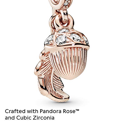 Pandora Jewelry Acorn and Leaf Dangle Cubic Zirconia Charm in Pandora Rose - JOY2ESpree