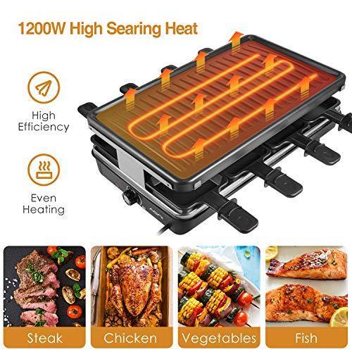 AONI Raclette Table Grill, Electric Korean BBQ Grill Indoor Cheese Raclette for 8 Person - JOY2ESpree