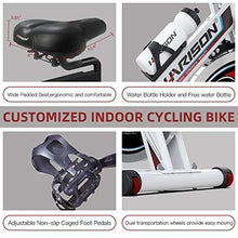 
                        
                          Load image into Gallery viewer, HARISON Exercise Bike Indoor Cycling Bike Belt Driven with iPad Holder 35LBS Flywheel for Home Gym Cardio Workout - JOY2ESpree
                        
                      