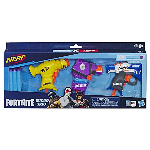 NERF Fortnite 3 Dart-Firing Micro Trio -- Includes 3 Blasters & 6 Official Elite Darts -- for Kids, Teens, Adults
