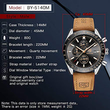 
                        
                          Muat gambar ke penampil Galeri, BENYAR Chronograph Mens Watch Quartz Movement 30M Waterproof | Leather Watch Strap
                        
                      