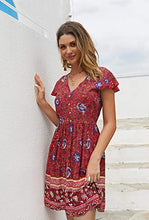 
                        
                          將圖片載入圖庫檢視器 KIRUNDO Women’s  Summer Hot Short Sleeve V-Neck High Waist Floral Print Mini Sun Dress
                        
                      