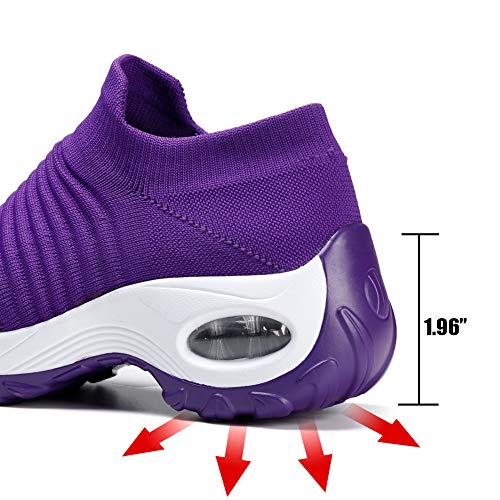 STQ Slip On Breathe Mesh Walking Shoes Women Fashion Sneakers Comfort Wedge Platform Loafers