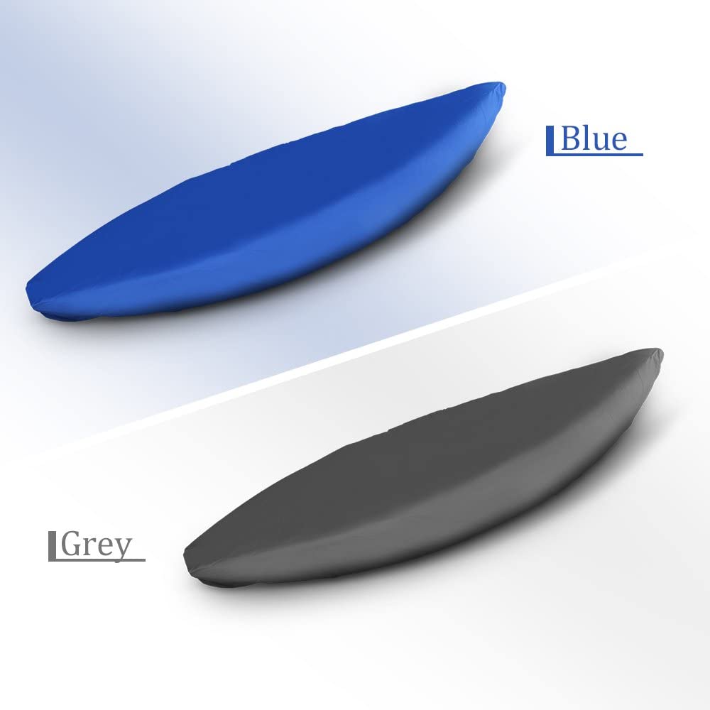 Blusea Waterproof Kayak Cover, 6.8-19.6ft UV Resistant Kayak Canoe Cover - Professional Boat Storage Cover Shield, Blue/Grey [8 Size]