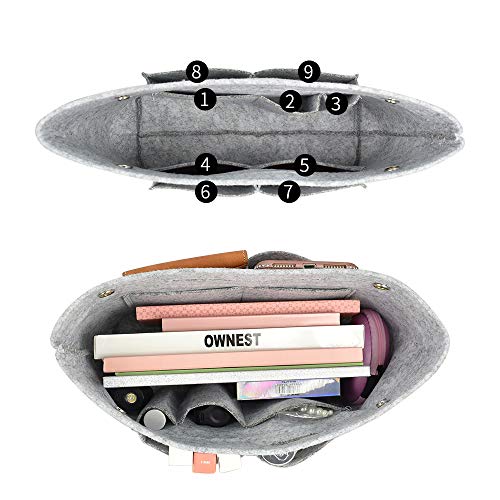 DLseego Felt Tote Handbag Purse Cosmetic Storage Makeup Bag Pocketbook Organizer Insert Divider Shaper Bag in Bag