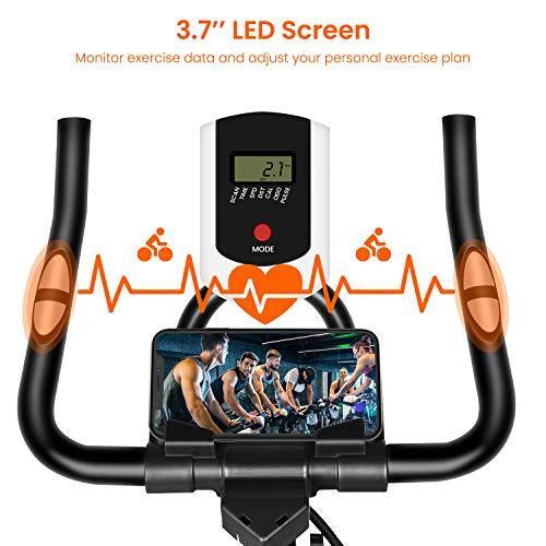 Naspaluro Exercise Bikes, Stationary Indoor Fitness Bike Cycling with Phone Holder/LCD Display/Heart Rate Monitor - JOY2ESpree