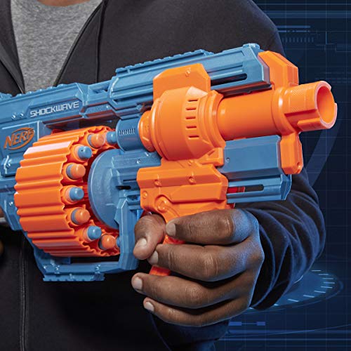 NERF Elite 2.0 Shockwave RD-15 Blaster, 30 Darts, 15-Dart Rotating Drum, Pump-Action Slam Fire, Built-in Customizing Capabilities