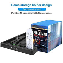 
                        
                          गैलरी व्यूवर में इमेज लोड करें, Black PS5 Console PlayStation 5 Charging Station with Cooling Fan System 15 Game Slots - JOY2ESpree
                        
                      