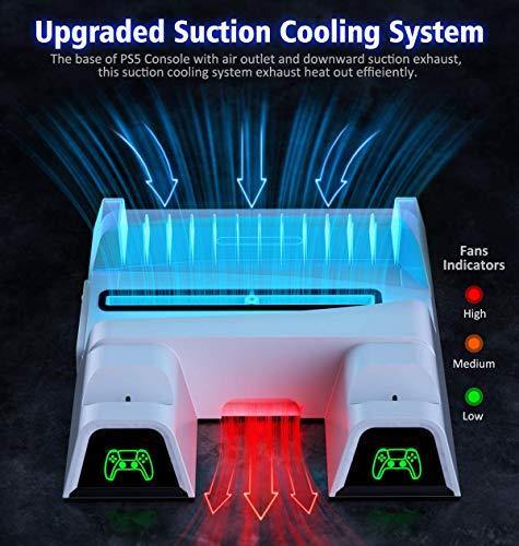 PS5 Stand with Suction Cooling Fan and Dual Controller Charger Station - JOY2ESpree