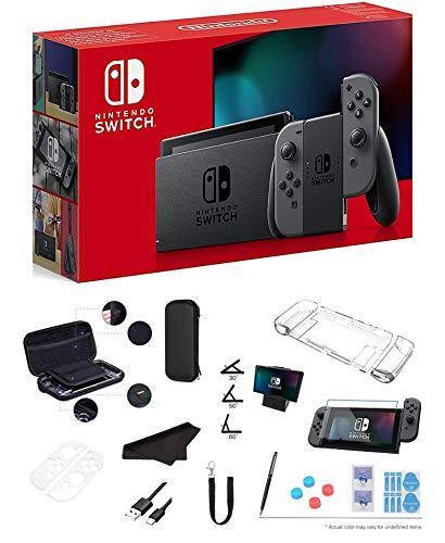 Newest Nintendo Switch 32GB Console with Gray Joy-Con, 6.2" Multi-Touch 1280x720 Display, WiFi, Bluetooth, HDMI and GalliumPi 12-in-1 Bundle - JOY2ESpree