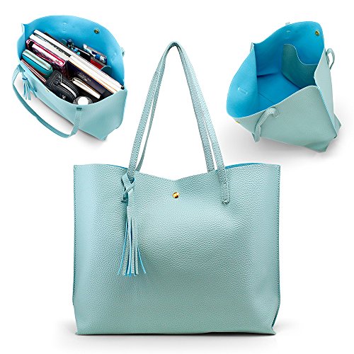 Oct17 Women Large Tote Bag - Tassels Faux Leather Shoulder Handbags, Fashion Ladies Purses Satchel Messenger Bags