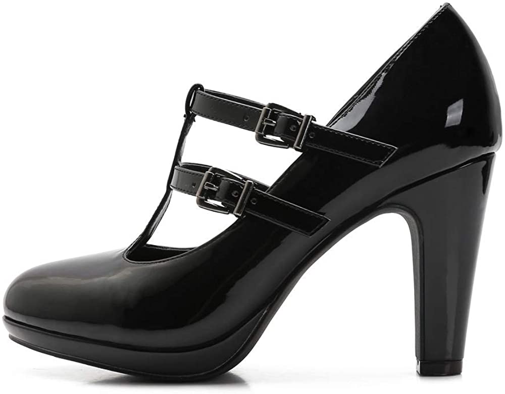 MACKIN J G574-1 Women's Mary Jane Vintage Heels Chunky Platform T-Strap Dress Pumps