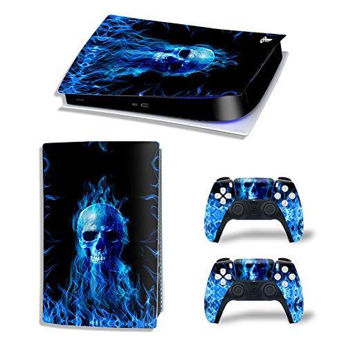 PS5 Skin Stickers Decal Full Body Vinyl Cover for Playstation 5 Console and Controllers (Digital Edition,Blue Skull) - JOY2ESpree