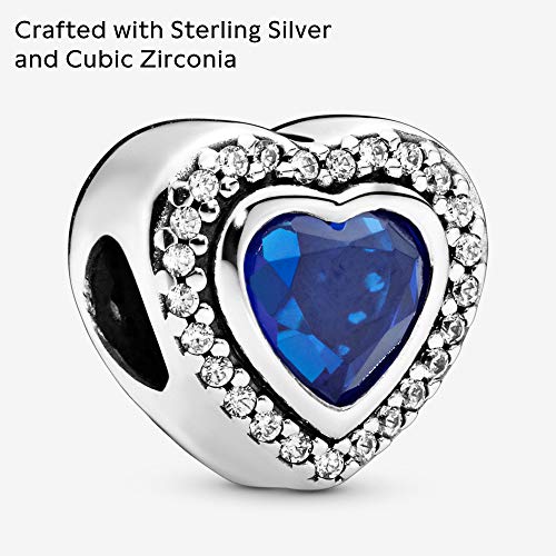 Pandora Jewelry Sparkling Blue Heart Crystal and Cubic Zirconia Charm in Sterling Silver - JOY2ESpree