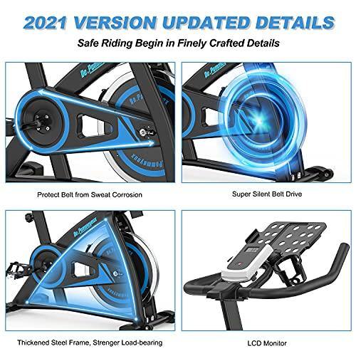 De.Pommeyeux Exercise Bike, Indoor Cycling Bike Stationary, Workout Bike for Home Cardio Gym with Tablet Mount, Pulse Sensor and LCD Monitor - JOY2ESpree