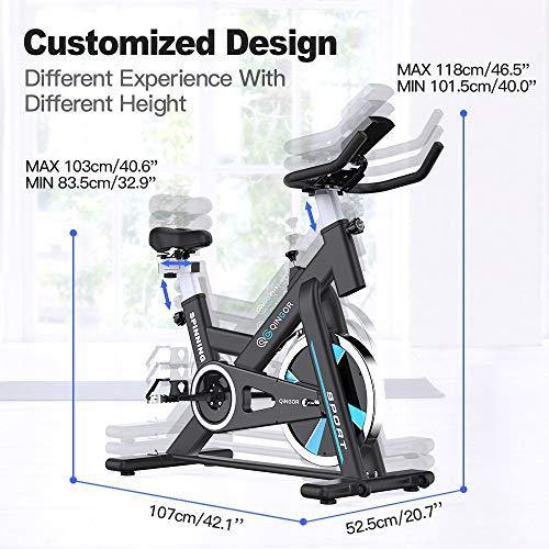 Exercise Bike Stationary Indoor Cycling Bikes - 35 lbs Flywheel Belt Drive Bicycle with LCD Monitor, IPad Mount, Comfortable Seat Cushion - JOY2ESpree