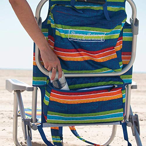 Tommy Bahama 2 2015 Backpack Cooler Chairs with Storage Pouch and Towel Bar- red/Blue