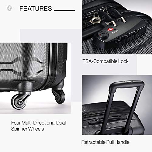 Samsonite Omni PC Hardside Expandable Luggage with Spinner Wheels, Black, Carry-On 20-Inch