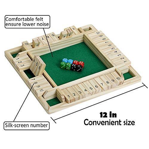 Win SPORTS Shut The Box Dice Game - Wooden Board Game for 2-4 Player - JOY2ESpree