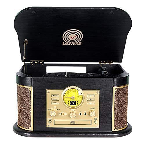 Cassette Record Player,Phonographs DLITIME 3-Speed Vinyl Turntable Built-in Bluetooth 2x9W Speakers - JOY2ESpree