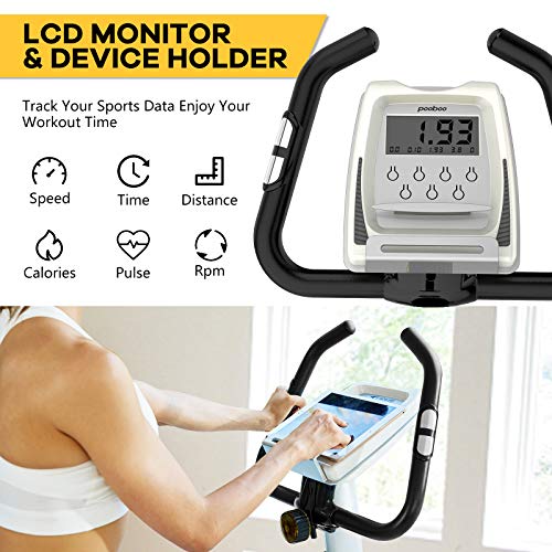 JKANGFIT Exercise Bike Stationary Bikes with 8-Level Magnetic Resistance and LCD Monitor, Indoor Cycling Bike 300 LB Capacity Upright Workout Bike - JOY2ESpree