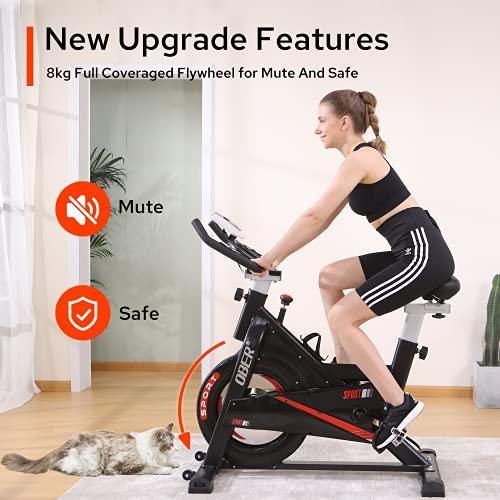 Ober Stationary Exercise Bike 300 lb Capacity, Cardio Workout Spin Bikes for Home, Indoor Cycling Bike with Heart Rate Monitor - JOY2ESpree