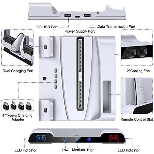 BEBONCOOL Vertical Stand with Cooling Fan for PS5 and Dual Controller Charger Station for Playstation 5 PS5 Console - JOY2ESpree