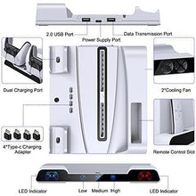 
                        
                          Load image into Gallery viewer, BEBONCOOL Vertical Stand with Cooling Fan for PS5 and Dual Controller Charger Station for Playstation 5 PS5 Console - JOY2ESpree
                        
                      