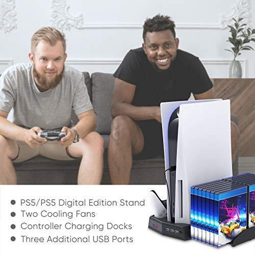 Vertical Stand for Playstation 5 with Cooling Fan Charging Station - JOY2ESpree