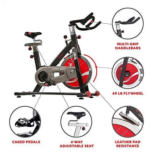 Sunny Health & Fitness Indoor Cycling Exercise Bike with Heavy 49 LB Chrome Flywheel - SF-B1002/C - JOY2ESpree