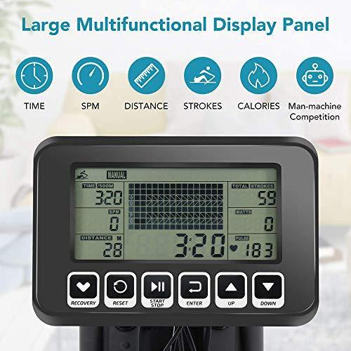 MaxKare Water Rower Rowing Machine Foldable Water Resistance Row Machine with Large LCD Monitor and Phone Holder for Home Cardio Exercise Equipment - JOY2ESpree