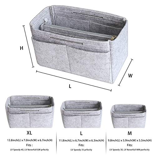 Purse Handbag Organizer Insert, MISIXILE Felt Bag Organizer with Handles