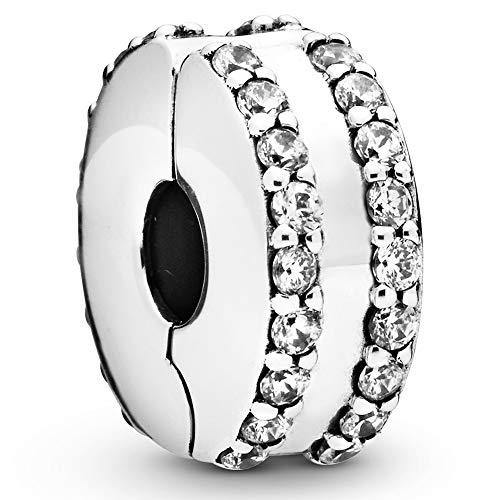 Pandora Jewelry Double Lined Pave Fixed Clips Cubic Zirconia Charm in Sterling Silver - JOY2ESpree